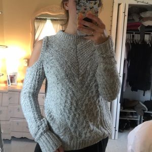 Grey Cold Shoulder Express Sweater
